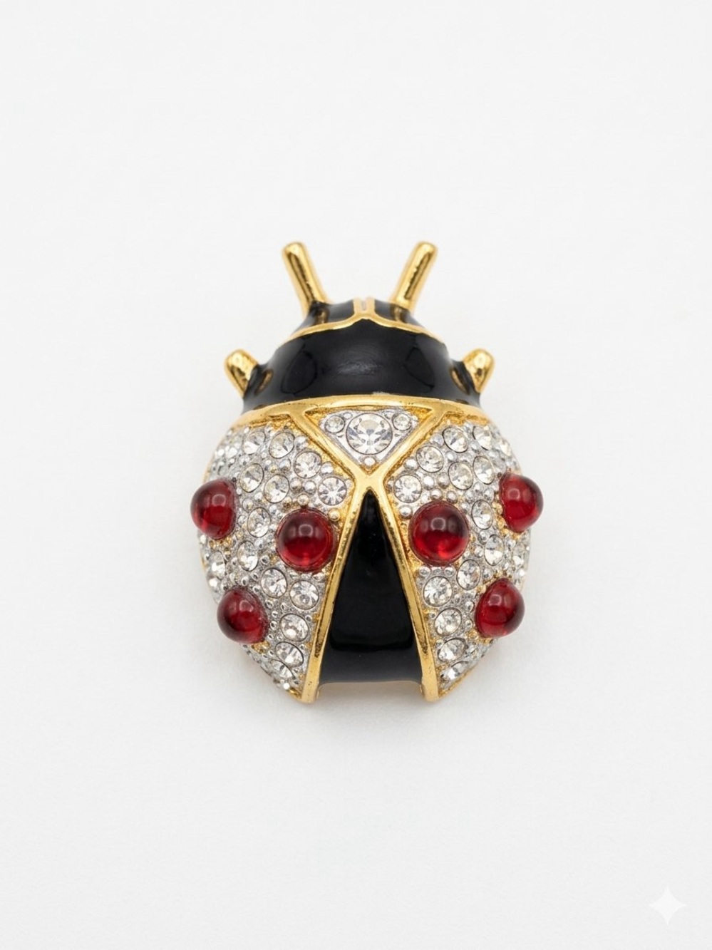 Vintage Joan Rivers Classics Collection Ladybug Brooch Pin Pavé Swarovski Crysta